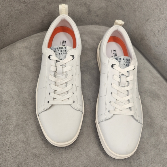 Steve Madden Fashion Sneakers Men's 11.5 White Leather Nickai Low Top New $100